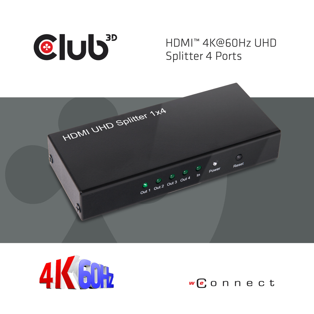Club 3D HDMI 2.0 UHD SPLITTER 4 PORTS 4K 60Hz