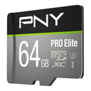 PNY PRO Elite - 64 GB - MicroSDXC - Klasse 10 - UHS-I - Class 3 (U3) - Schwarz - Grau