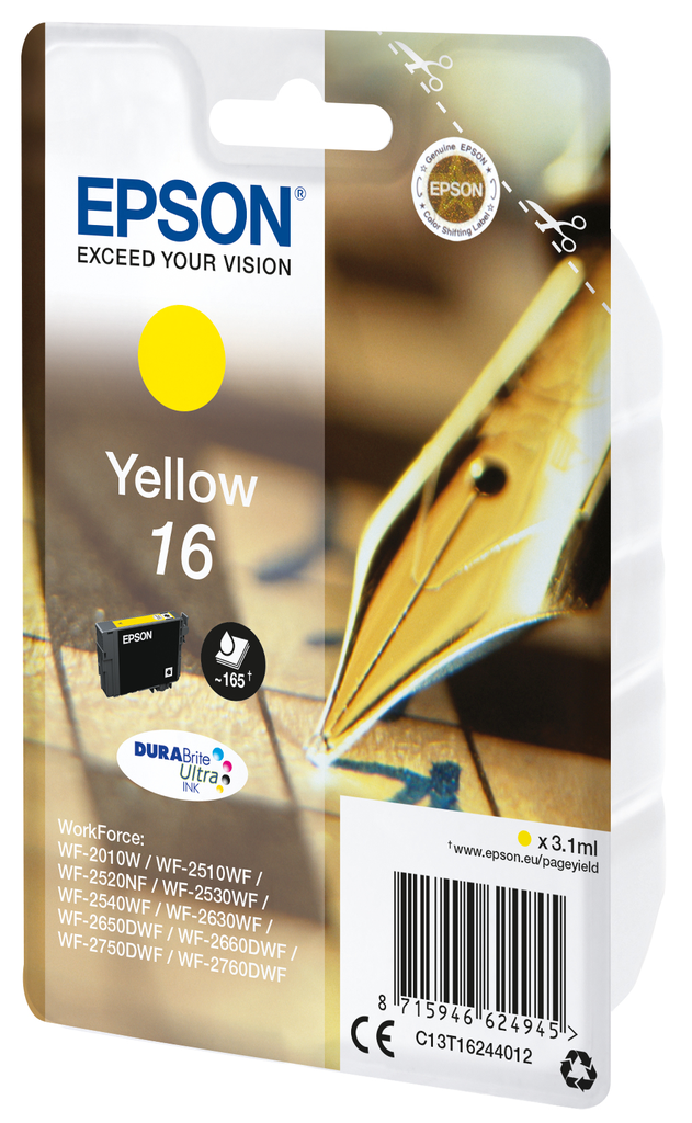 Epson Pen and crossword Singlepack Yellow 16 DURABrite Ultra Ink - Standardertrag - Tinte auf Pigmentbasis - 3,1 ml - 165 Seiten - 1 Stück(e)