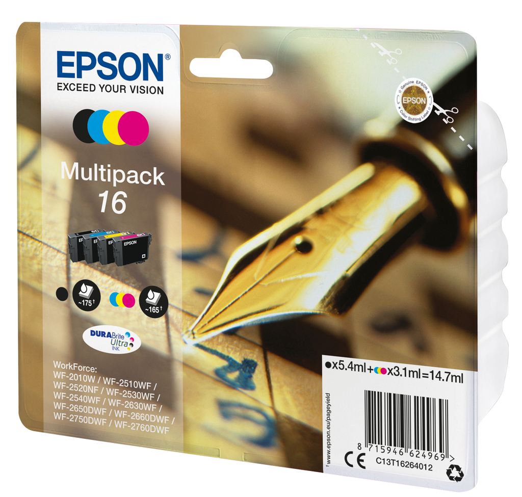 Epson Pen and crossword 16 Series ' ' multipack - Standardertrag - Tinte auf Pigmentbasis - Tinte auf Pigmentbasis - 5,4 ml - 3,1 ml - 4 Stück(e)