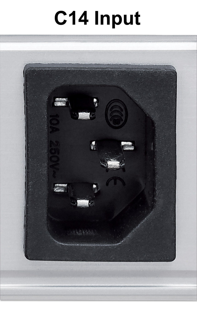 Intellinet 19" 8-fach Steckdosenleiste mit C13-Kaltgerätesteckdosen und Kabelklemmen - PDU mit abnehmbarem Stromkabel (2 m) und rückseitigem C20-Stromeingang - 1 HE - 1U - Schwarz - Silber - 8 AC-Ausgänge - C13-Koppler - IEC320 C14 - 2 m