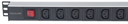 Intellinet 19" 8-fach Steckdosenleiste mit C13-Kaltgerätesteckdosen und Kabelklemmen - PDU mit abnehmbarem Stromkabel (2 m) und rückseitigem C20-Stromeingang - 1 HE - 1U - Schwarz - Silber - 8 AC-Ausgänge - C13-Koppler - IEC320 C14 - 2 m