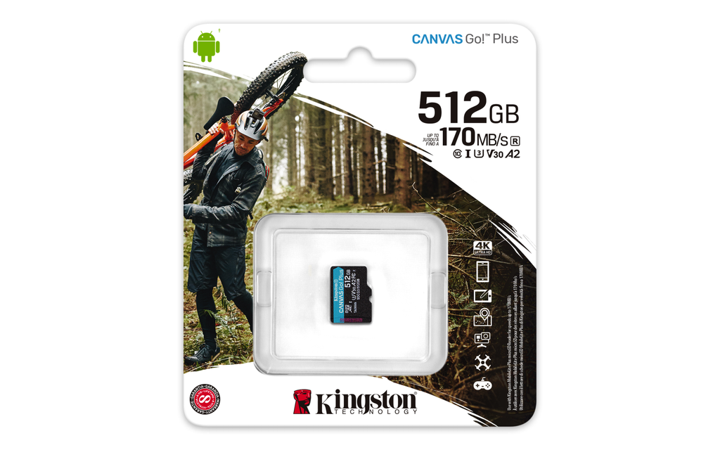 Kingston Canvas Go! Plus - 512 GB - MicroSD - Klasse 10 - UHS-I - 170 MB/s - 90 MB/s