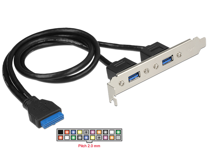 Delock Slot bracket - USB-Konsole - USB 3.0 (W) bis 19-poliger USB 3.0 Kopf (W)