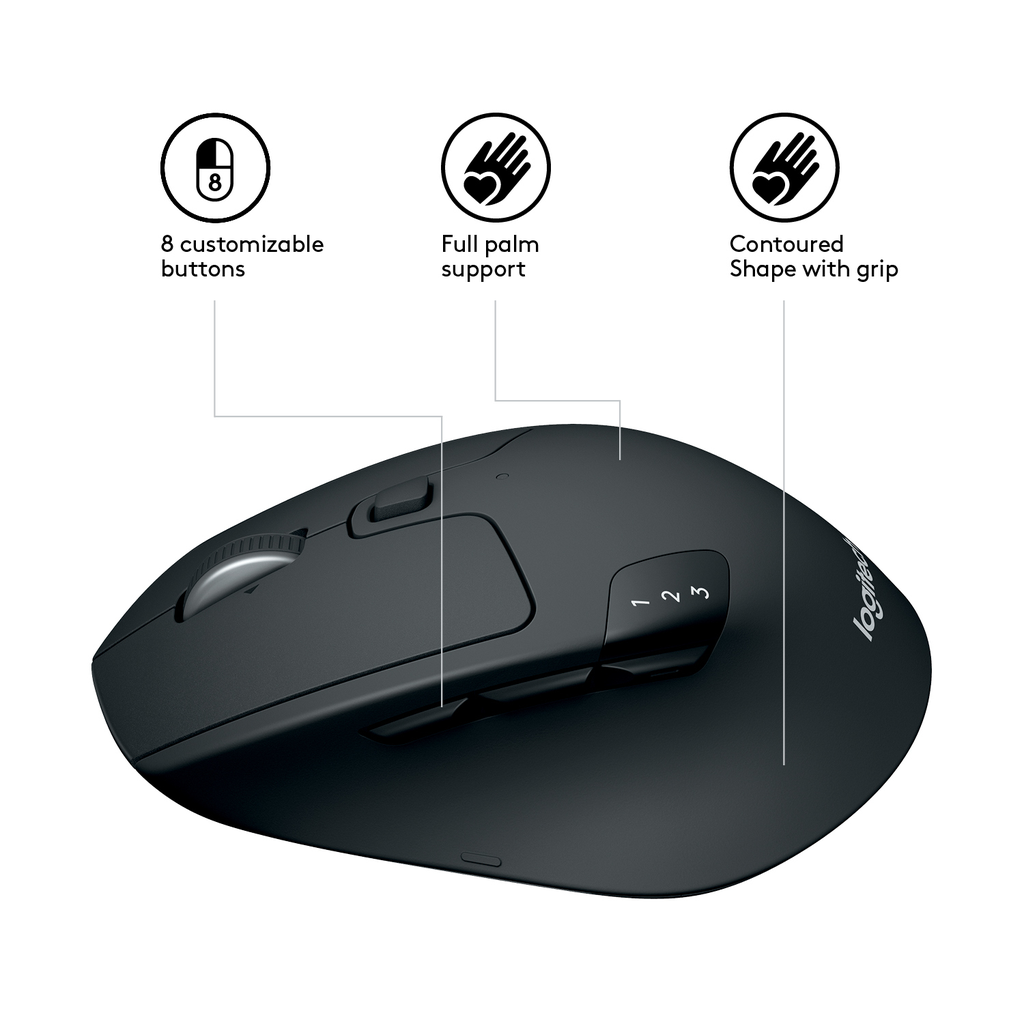 Logitech PRO MOUSE - rechts - Optisch - RF kabellos + Bluetooth - 1000 DPI - Schwarz - Weiß