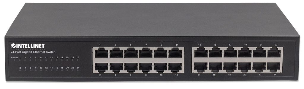 Intellinet 24-Port Gigabit Ethernet Switch - 24 x 10/100/1000 Mbit/s RJ45-Ports - IEEE 802.3az (Energy Efficient Ethernet) - Desktop - 19" Rackmount - Metall - Gigabit Ethernet (10/100/1000) - Vollduplex - Rack-Einbau