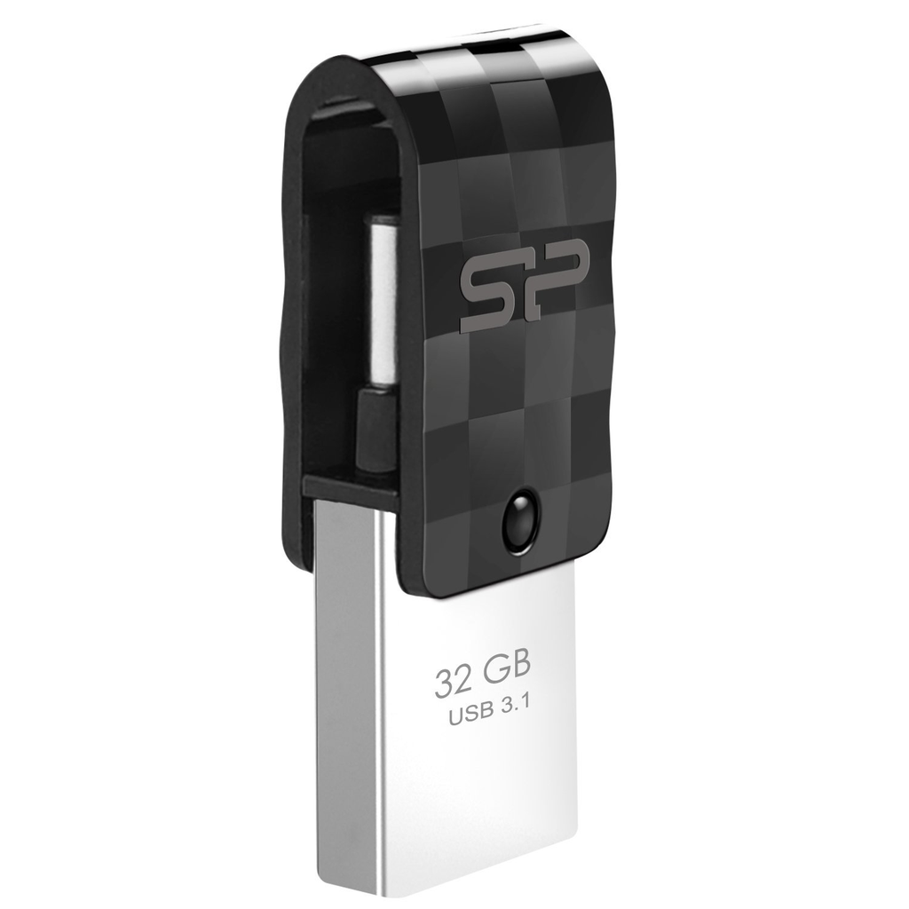 Silicon Power Mobile C31 - 32 GB - USB Type-A / USB Type-C - 3.2 Gen 1 (3.1 Gen 1) - Drehring - 3,3 g - Schwarz - Silber
