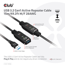 Club 3D USB 3.2 A Verlängerungskabel 15m aktiv 5 Gbps St/Bu retail - Kabel - Digital/Daten