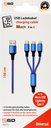 ACV 3 in 1 USB Ladekabel - blau - 150cm f. Micro-USB