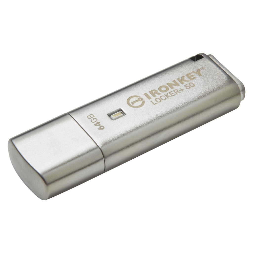 Kingston 64GB USB 3.2 IronKey Locker+ 50 AES USB w/256bit Encryption - 64 GB