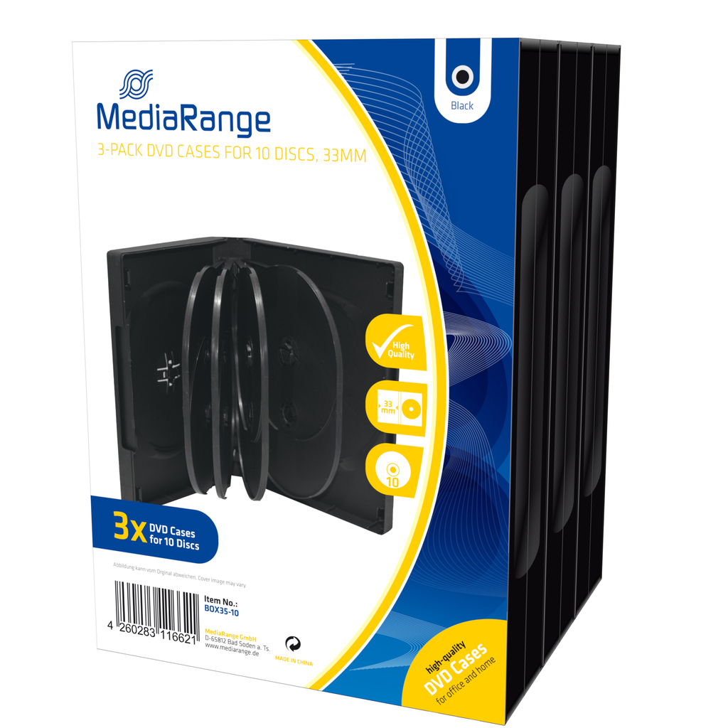 MEDIARANGE BOX35-10 - DVD-Hülle - 10 Disks - Schwarz - Kunststoff - 120 mm - 33 mm