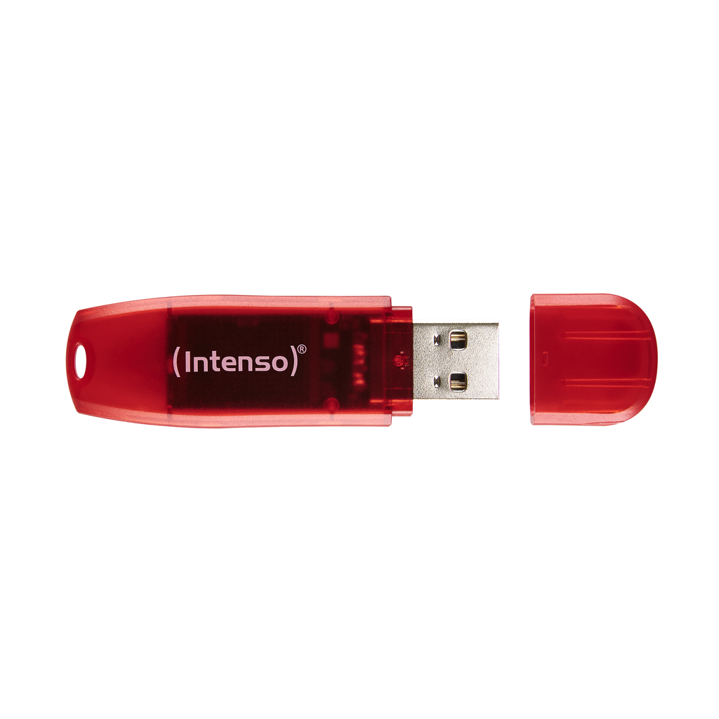 Intenso Rainbow Line - 128 GB - USB Typ-A - 2.0 - 28 MB/s - Kappe - Rot - Transparent