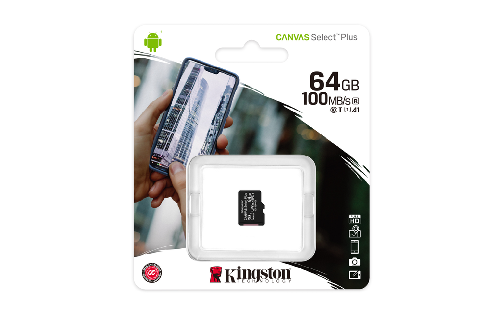 Kingston Canvas Select Plus - 64 GB - MicroSDXC - Klasse 10 - UHS-I - 100 MB/s - 85 MB/s