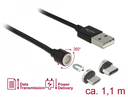 Delock 85723 - 1,1 m - USB A - USB C/Micro-USB B - USB 2.0 - 480 Mbit/s - Schwarz