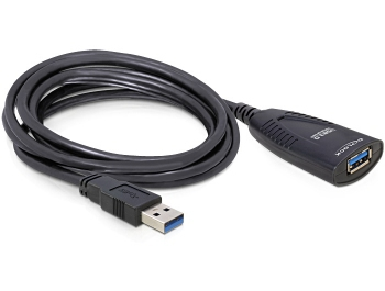 Delock USB 3.0 5m - 5 m - USB 3.2 Gen 1 (3.1 Gen 1) - Männlich/Weiblich - Schwarz