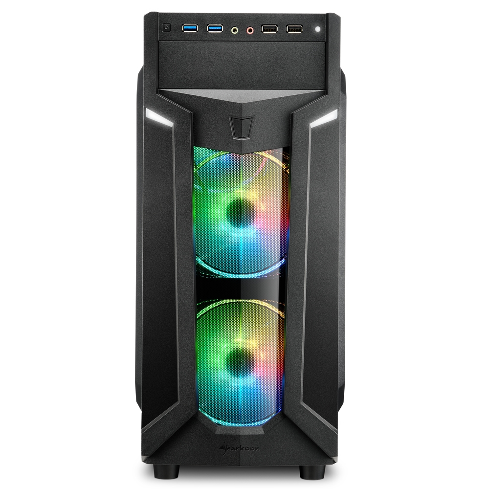Sharkoon VG6-W RGB - Midi Tower - PC - Schwarz - ATX - micro ATX - Mini-ATX - Gaming - Rot/Grün/Blau