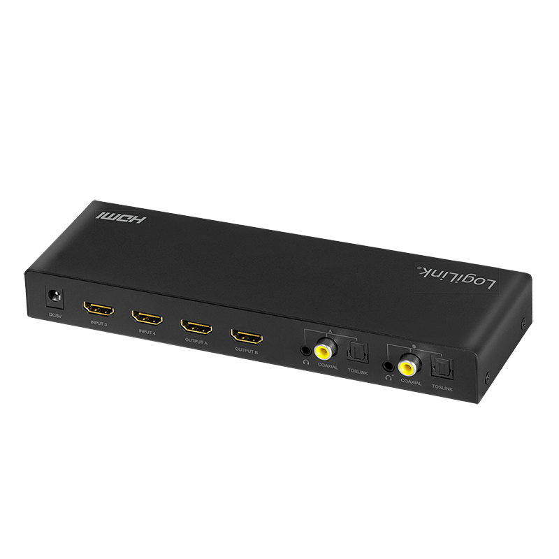 LogiLink HD0049 - HDMI-Matrix-Switch 4x2-Port 4K/60 Hz Scaler