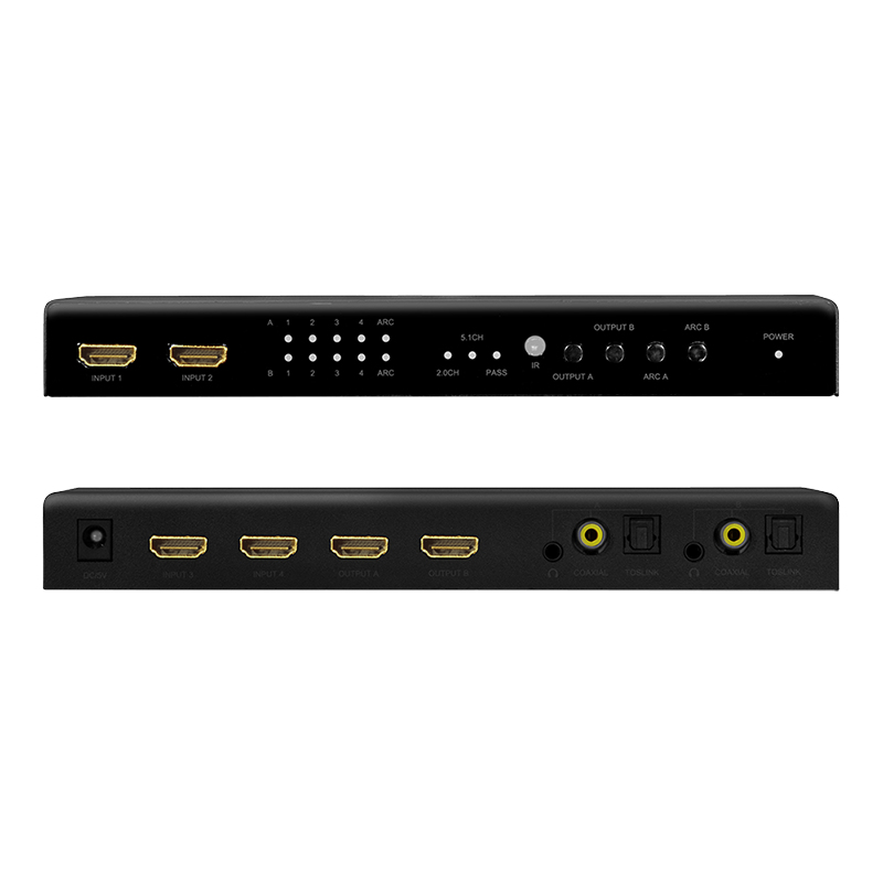 LogiLink HD0049 - HDMI-Matrix-Switch 4x2-Port 4K/60 Hz Scaler