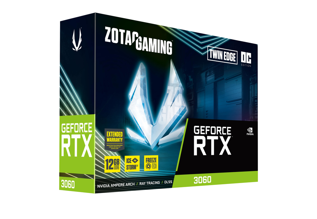 ZOTAC GAMING GeForce RTX 3060 Twin Edge OC - GeForce RTX 3060 - 12 GB - GDDR6 - 192 Bit - 7680 x 4320 Pixel - PCI Express x16 4.0