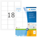 HERMA Adressetiketten Premium A4 63.5x46.6 mm weiß Papier matt 1800 St. - Weiß - Selbstklebendes Druckeretikett - A4 - Papier - Laser/Inkjet - Dauerhaft