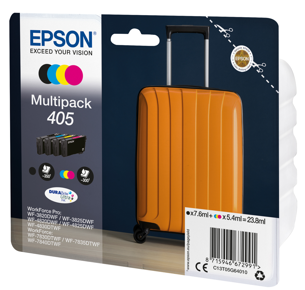 Epson Multipack 4-colours 405 DURABrite Ultra Ink - Standardertrag - Tinte auf Pigmentbasis - Tinte auf Pigmentbasis - 7,6 ml - 5,4 ml - 4 Stück(e)