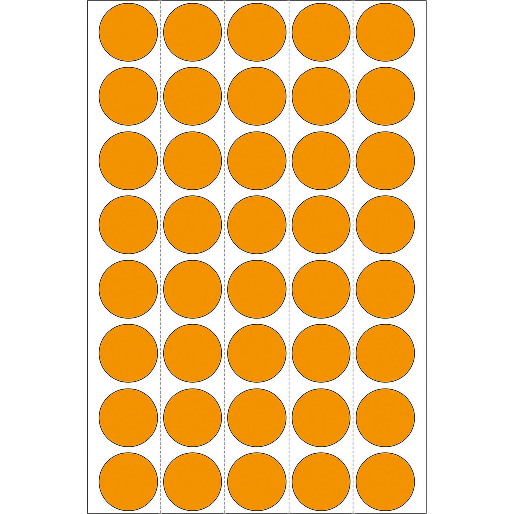 HERMA Vielzwecketiketten/Farbpunkte Ø 19 mm rund leuchtorange Papier matt Trägerpapier perforiert 960 St. - Orange - Kreis - Zellulose - Papier - Deutschland - 19 mm - 19 mm