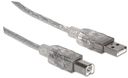 IC Intracom Hi-Speed USB B Anschlusskabel - USB 2.0 - Typ A Stecker - Typ B Stecker - 480 Mbps - 3 m - Silber - 3 m - USB A - USB B - USB 2.0 - Männlich/Männlich - Silber