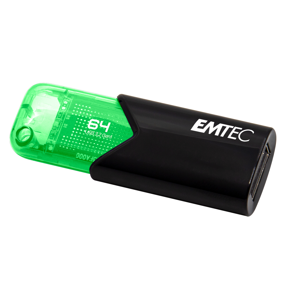 EMTEC Click Easy - 64 GB - USB Typ-A - 3.2 Gen 1 (3.1 Gen 1) - Ohne Deckel - Schwarz - Grün