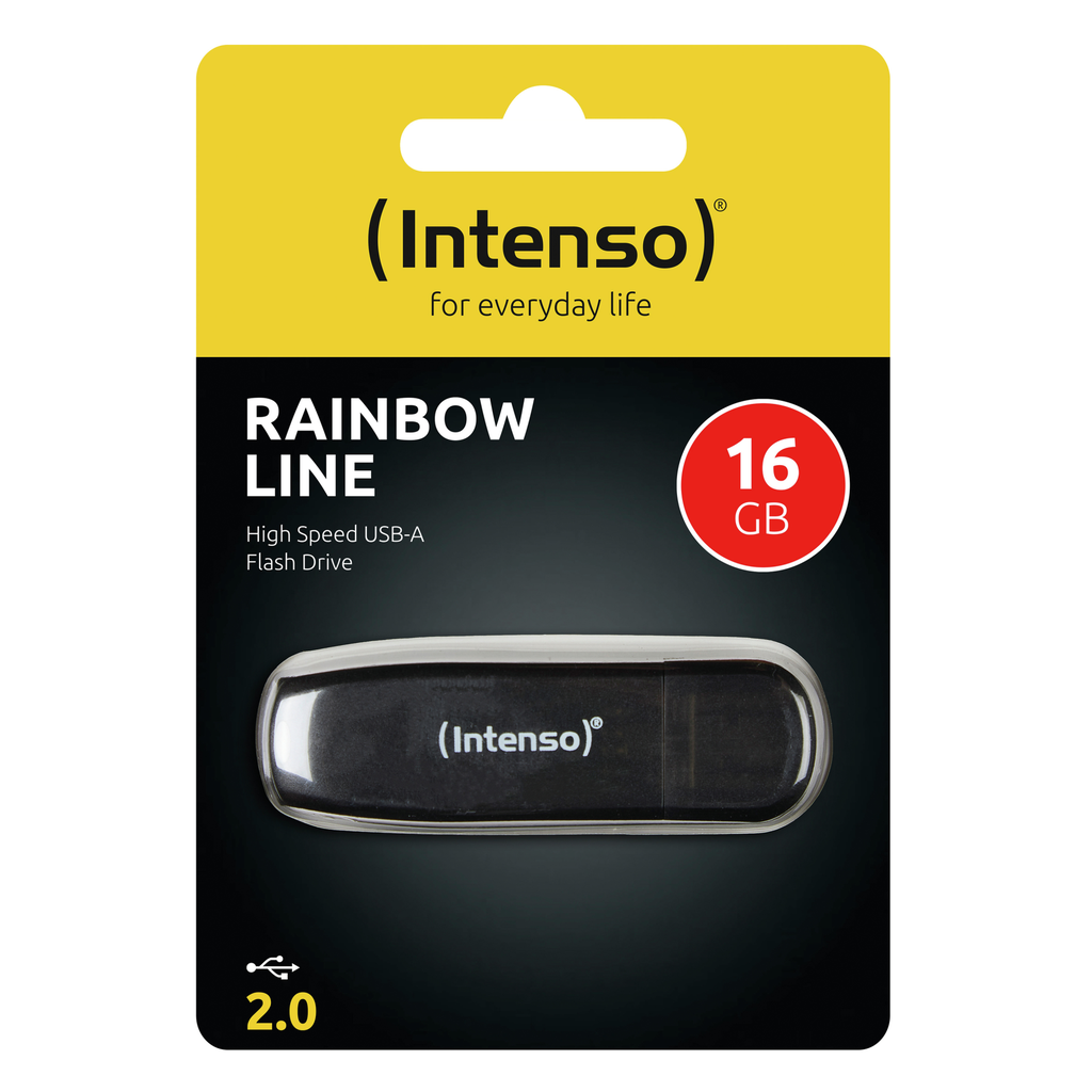 Intenso Rainbow Line - 16 GB - USB Typ-A - 2.0 - 28 MB/s - Kappe - Schwarz