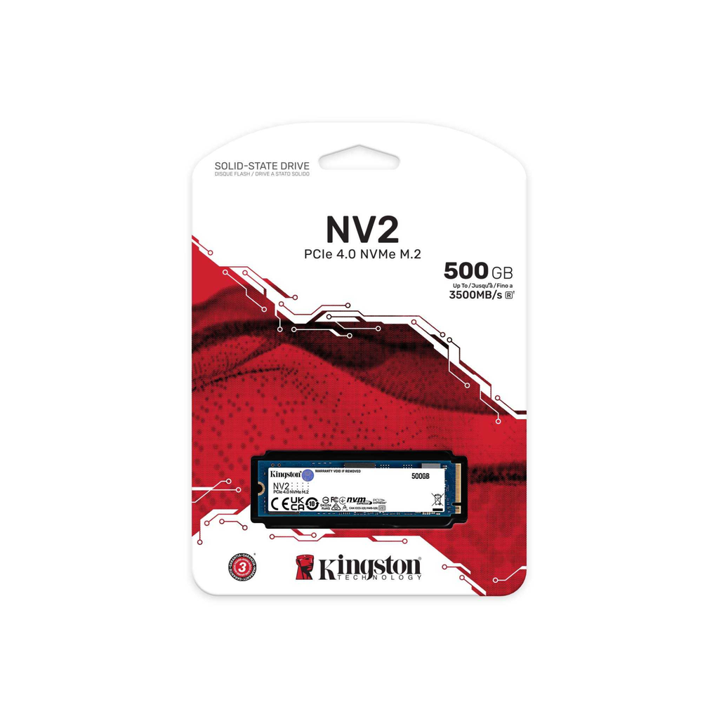 Kingston 500 GB SSD Kingston NV2 M.2 2280 PCIe 4.0 NVMe[R3500/W2100] - Solid State Disk - NVMe