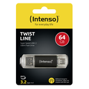 Intenso USB 64GB TWIST LINE bk 3.0| Interface USB 3.2 Gen 1 USB-C und USB-A