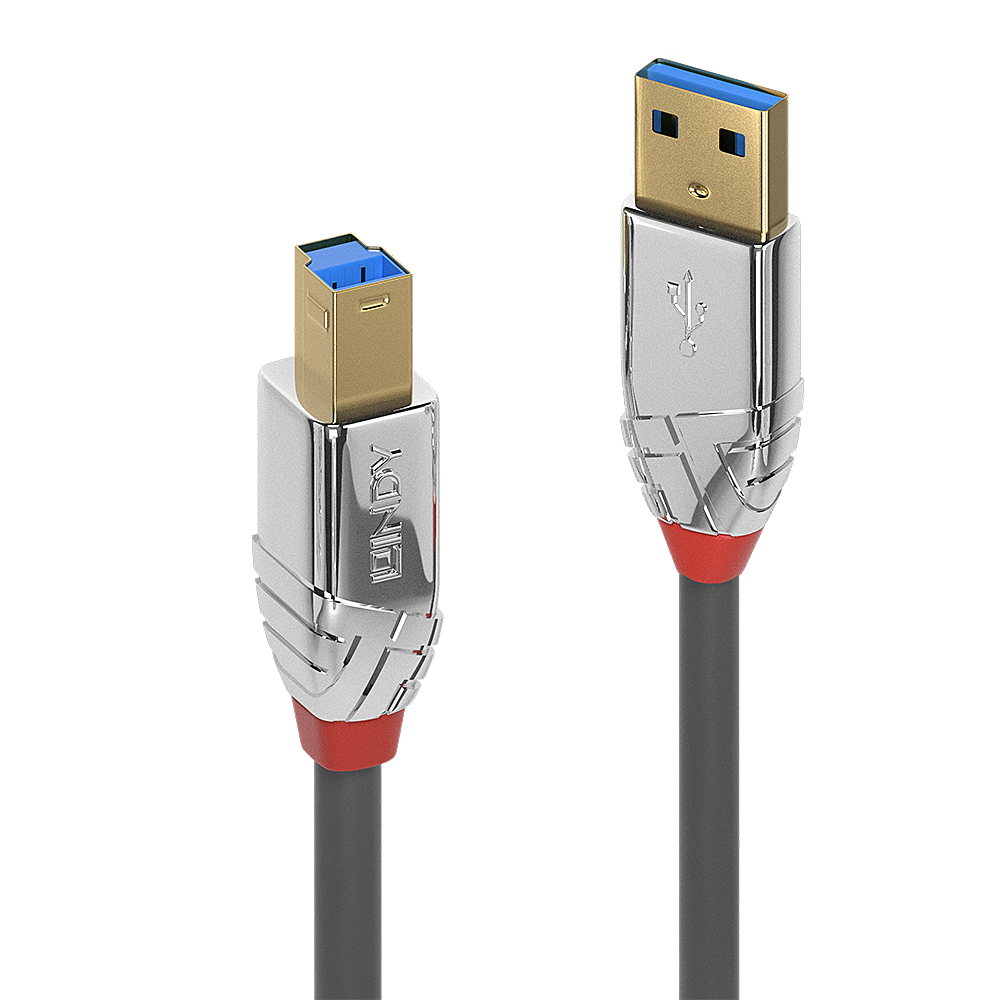 Lindy 36663 3m USB A USB B Männlich Männlich Grau USB Kabel