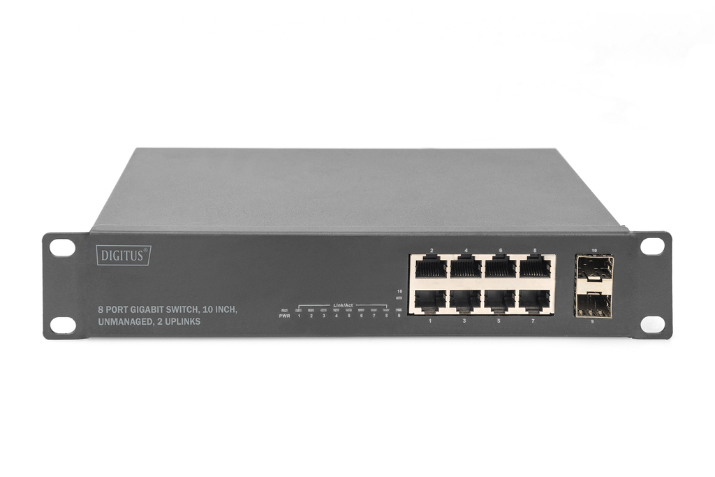 DIGITUS Switch Gigabit 8-Port 10''/2x SFP Uplink - Switch - 1 Gbps