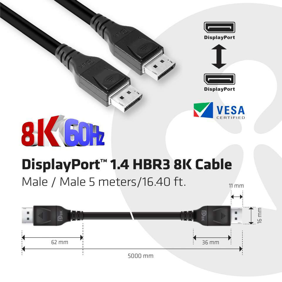 Club 3D DisplayPort 1.4 HBR3 8K Kabel St./St. 5m