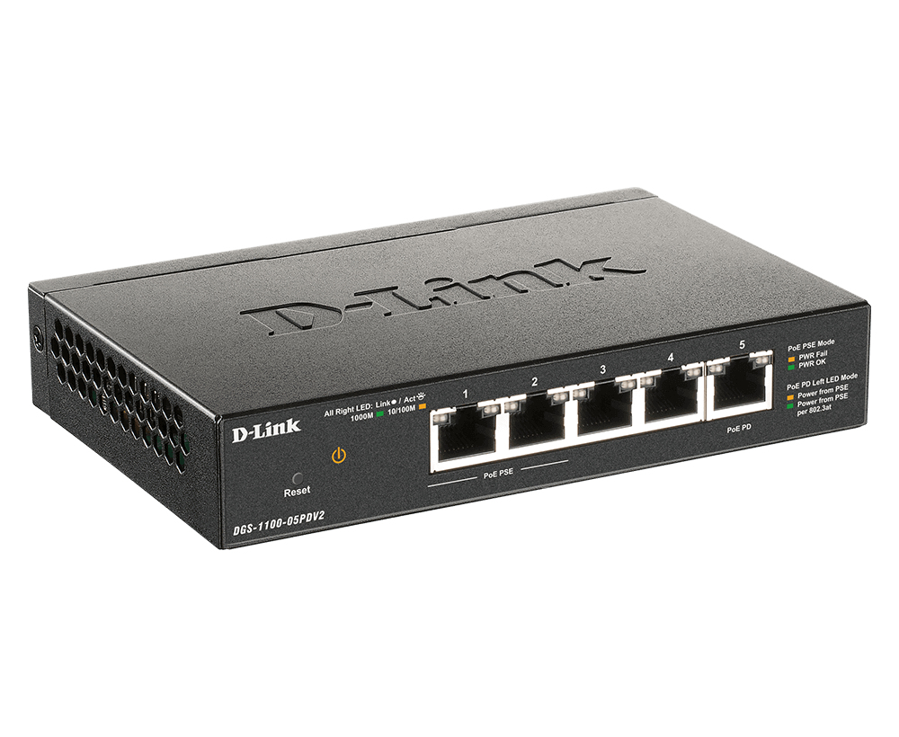 D-Link DGS-1100-05PDV2 - Managed - Gigabit Ethernet (10/100/1000) - Vollduplex - Power over Ethernet (PoE)