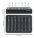 Manhattan 6-Port USB-Ladestation - Sechs USB-A-Ports - bis zu 2,4 A/5 V pro Port - 50 W Ausgangsleistung gesamt - schwarz - Schwarz - CE FCC RoHS WEEE ETL - 100 - 240 V - 1 A - 155 mm - 125 mm