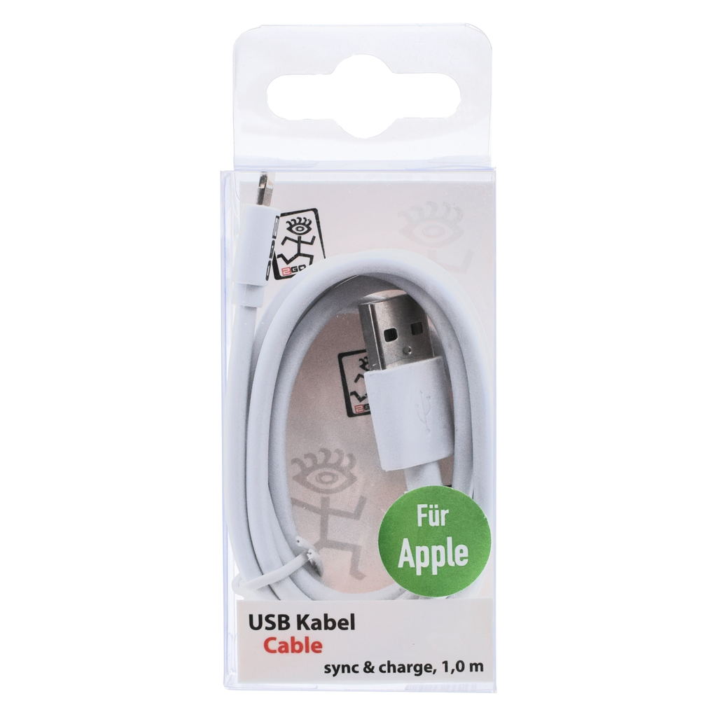 ACV USB Datenkabel - weiss - 100cm für Apple 8-Pin