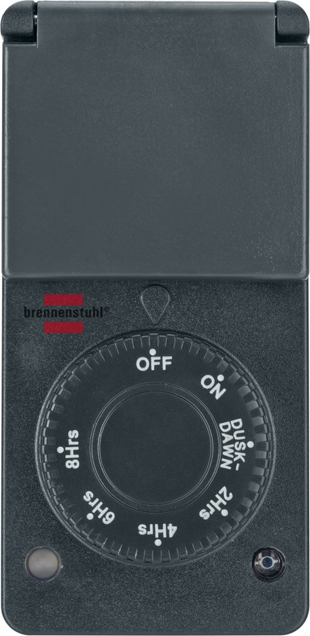 Brennenstuhl 1506120 - Täglicher Timer - Schwarz - Drehregler - IP44 - 91 mm - 62 mm