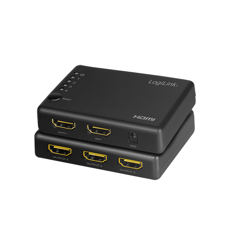 LogiLink HDMI-Splitter 1x4-Port 4K/30Hz schlank schw.