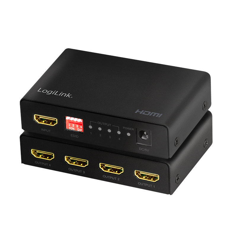 LogiLink HDMI-Splitter 1x4-Port 4K/60Hz Downscaler EDID