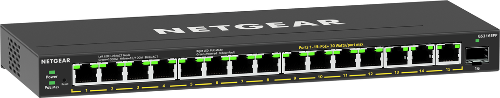 Netgear GS316EPP-100PES - Managed - Vollduplex - Power over Ethernet (PoE)