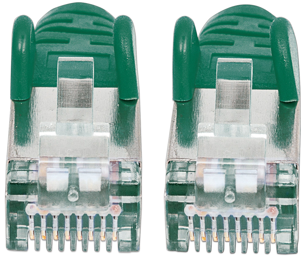 Intellinet Premium Netzwerkkabel - Cat6a - S/FTP - 100% Kupfer - Cat6a-zertifiziert - LS0H - RJ45-Stecker/RJ45-Stecker - 1,0 m - grün - 1 m - Cat6a - S/FTP (S-STP) - RJ-45 - RJ-45 - Grün