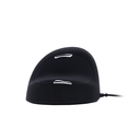 R-Go HE Mouse - Ergonomische Maus - Groß (Handlänge über 185mm) - linkshändig - kabelgebunden - Linkshändig - Vertikale Ausführung - USB Typ-A - 3500 DPI - Schwarz - Silber