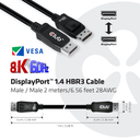 Club 3D DisplayPort 1.4 HBR3 8K60Hz Kabel Stecker/Stecker 2 Meters