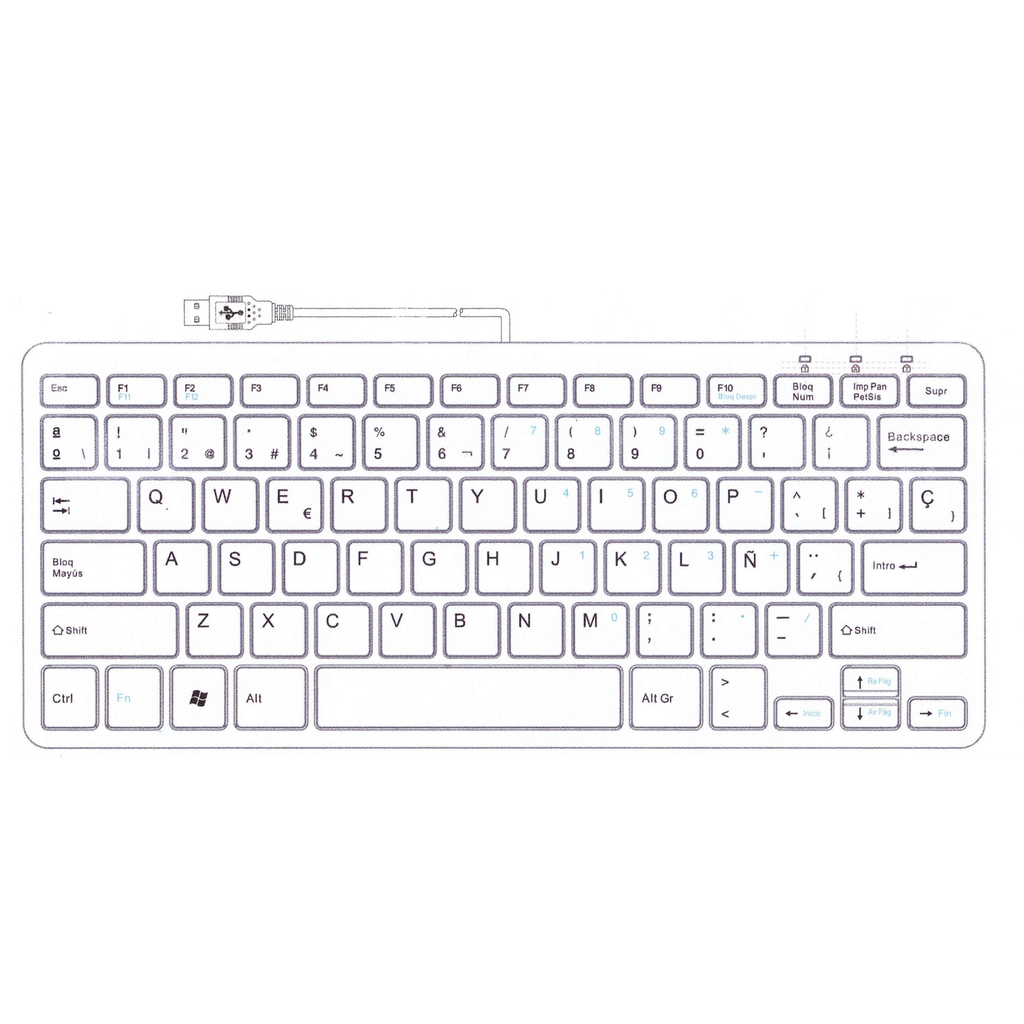R-Go Compact Tastatur - QWERTY (ES) - weiß - kabelgebunden - Mini - Verkabelt - USB - QWERTY - Weiß