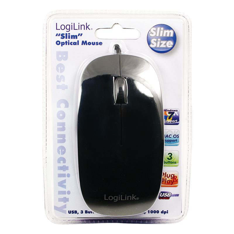 LogiLink ID0063 - Beidhändig - Optisch - USB Typ-A - 1000 DPI - Schwarz