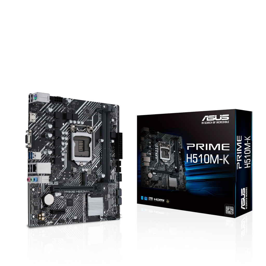 ASUS PRIME H510M-K - Intel - LGA 1200 - Intel® Celeron® - Intel® Core™ i3 - Intel Core i5 - Intel Core i7 - Intel Core i9 - Intel® Pentium®G - LGA 1200 (Socket H5) - DDR4-SDRAM - 64 GB