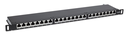 Intellinet 24-Port Cat6a Patchpanel - geschirmt - FTP - 19" - 0,5 HE - Klemmleisten mit 90 Grad abgewinkelten Kabeleinführungen - schwarz - IEEE 802.3,IEEE 802.3ab,IEEE 802.3u - 10/100/1000Base-T(X) - 1000 Mbit/s - Gold - Cat6a - 23/24/25/26