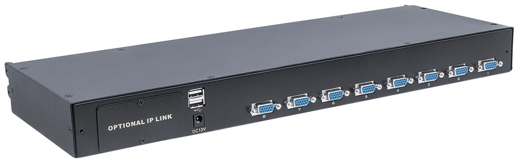 Intellinet Modularer 8-Port KVM-Switch mit VGA-Schnittstelle - Zur Verwendung mit Rackmount LCD-Konsolen 508032 oder 507981 - Schwarz