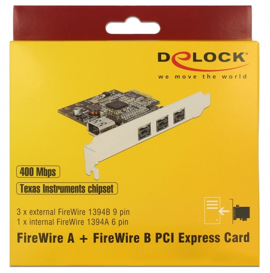 Delock 89864 - PCIe - IEEE 1394/Firewire - Schwarz - Grau - China - Texas Instruments - 0,8 Gbit/s